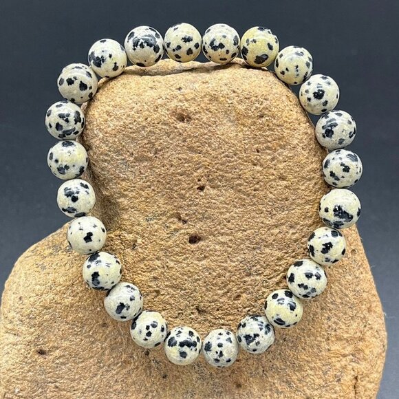 Dalmatian Jasper Gemstone Bracelet Handmade - Picture 1 of 5